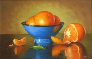 Voir le détail de cette oeuvre: bol et oranges
