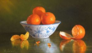 Voir le détail de cette oeuvre: mandarines et bol blanc
